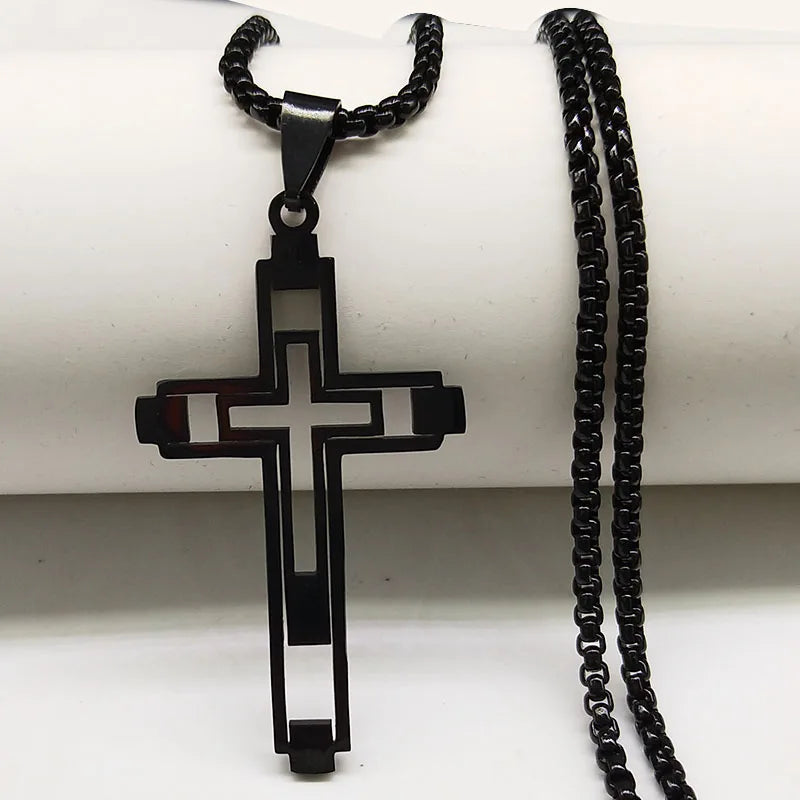 Colar da Fé de aço Inoxidável com Crucifixo.