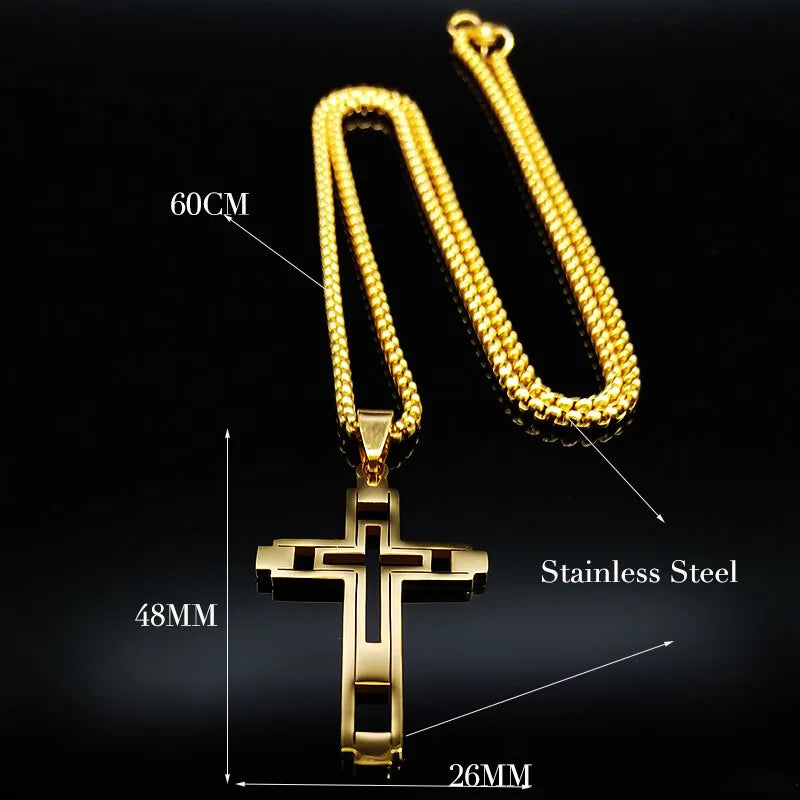 Colar da Fé de aço Inoxidável com Crucifixo.