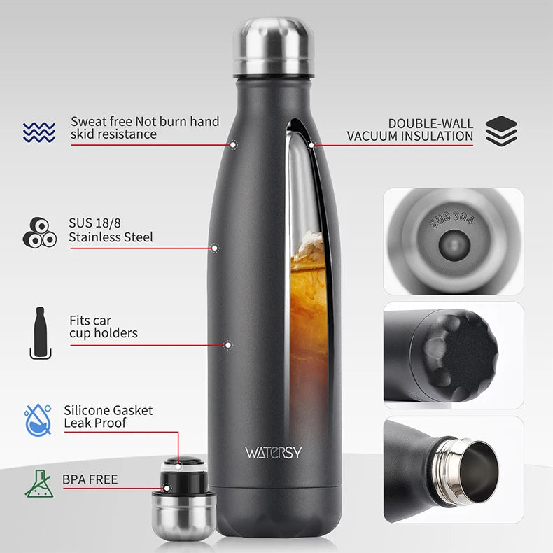 Garrafa de água aço inoxidável de 500 ml com Isolamemto a vácuo e parede dupla.Esportiva e um Ótimo presente a seus Amigos