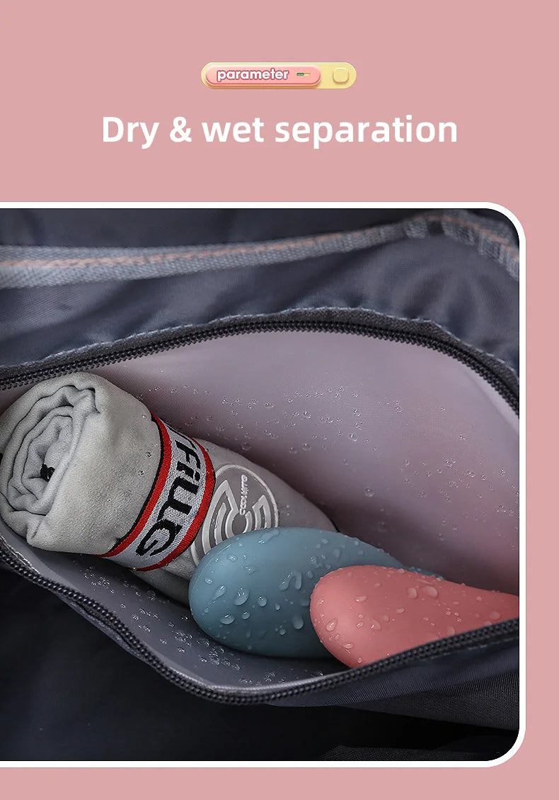 Bolsa de ginástica esportiva, bolsa de viagem seca e molhada para mulheres