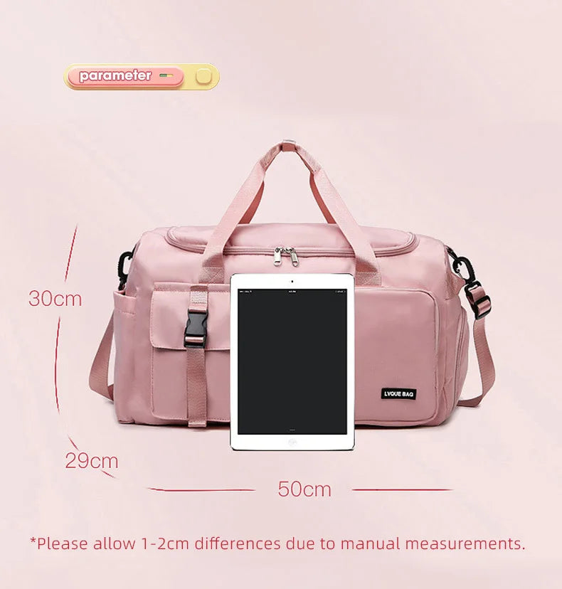 Bolsa de ginástica esportiva, bolsa de viagem seca e molhada para mulheres
