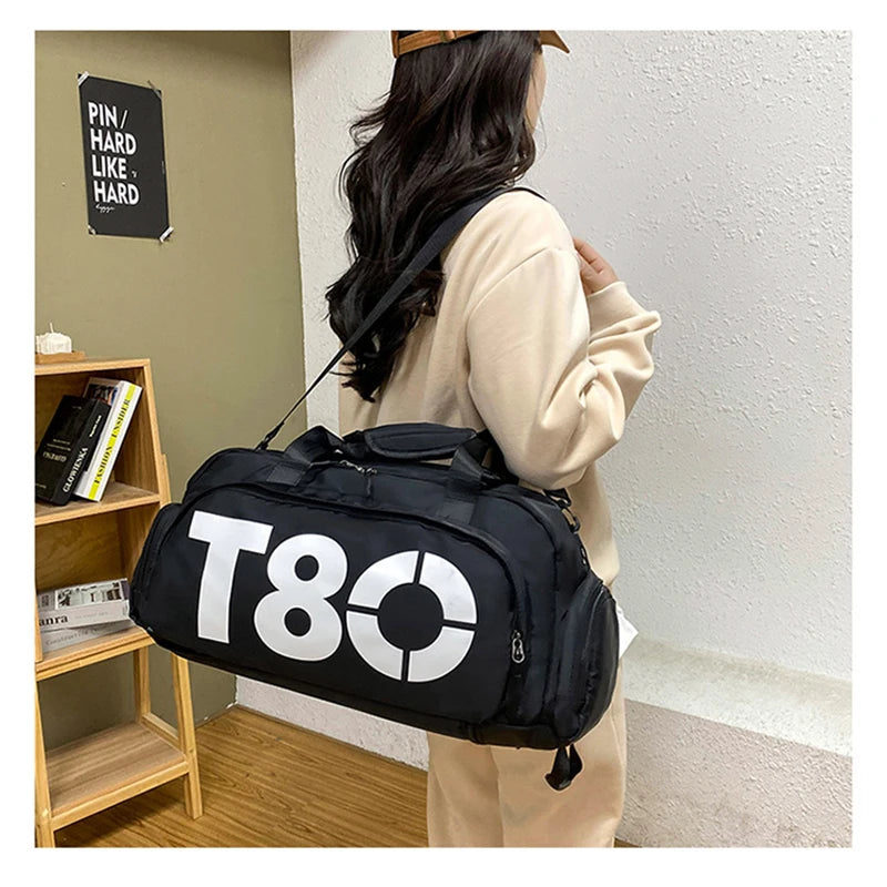 Gym Sports Backpack for Women T80 Hand Bag Fitness Travel Tote Outdoor Female Yoga Shoe Shoulder Duffle Luggage Portable Bag Man