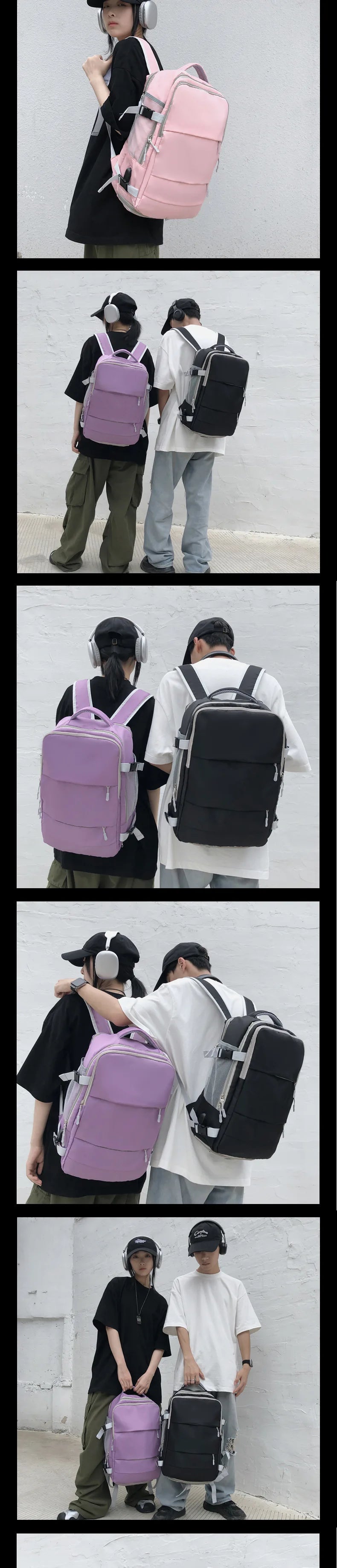 Casual Travel Backpack Women Large Capacity Waterproof Anti-Theft Casual Backpack Bag with Luggage Strap Laptop Backpack Women