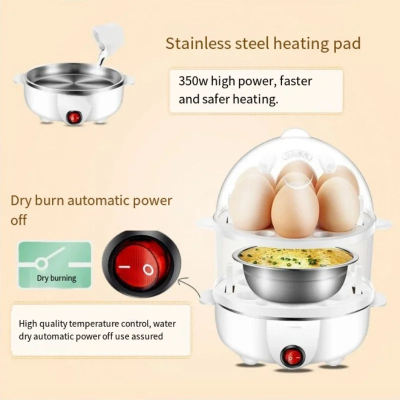 Electric Egg Cooker Boiler Maker Soft Medium or Hard Boil 14 Egg Capacity Two Layer Egg Maker,Egg SteamerWith Automatic Shut Off
