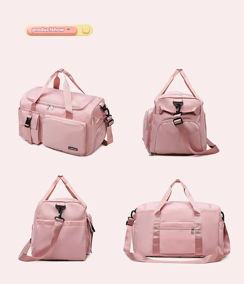Bolsa de ginástica esportiva, bolsa de viagem seca e molhada para mulheres