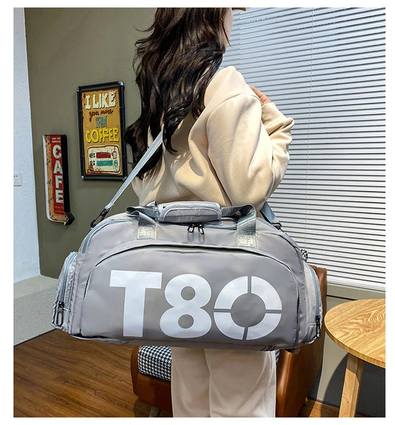 Gym Sports Backpack for Women T80 Hand Bag Fitness Travel Tote Outdoor Female Yoga Shoe Shoulder Duffle Luggage Portable Bag Man