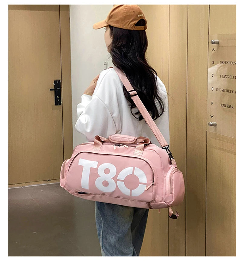 Gym Sports Backpack for Women T80 Hand Bag Fitness Travel Tote Outdoor Female Yoga Shoe Shoulder Duffle Luggage Portable Bag Man