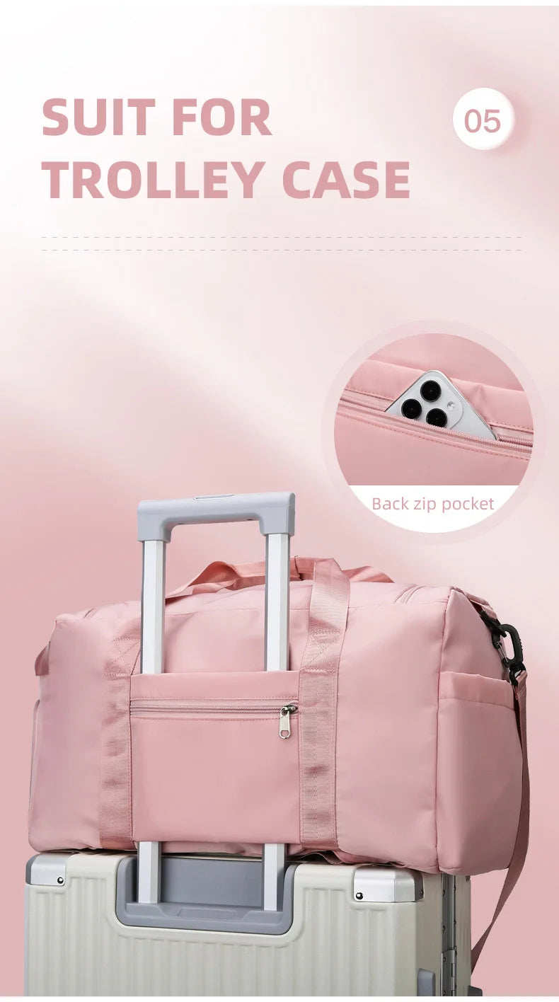 Bolsa de ginástica esportiva, bolsa de viagem seca e molhada para mulheres