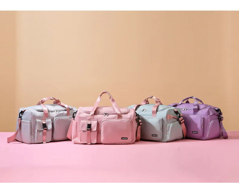 Bolsa de ginástica esportiva, bolsa de viagem seca e molhada para mulheres