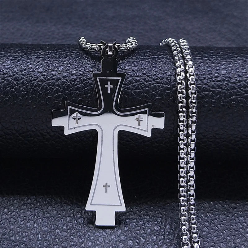 Colar da Fé de aço Inoxidável com Crucifixo.