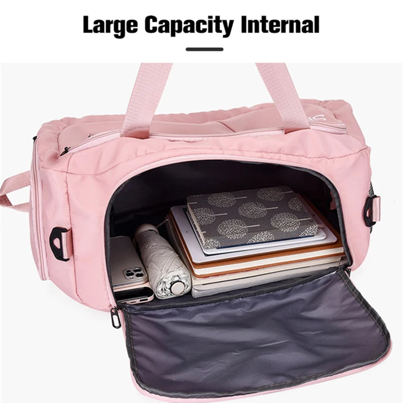 Bolsa de ginástica fitness mochila de viagem bolsas de ombro femininas bolsa de ioga ao ar livre bolsa de bagagem de treinamento bolsa transversal seca molhada mochila de fim de semana
