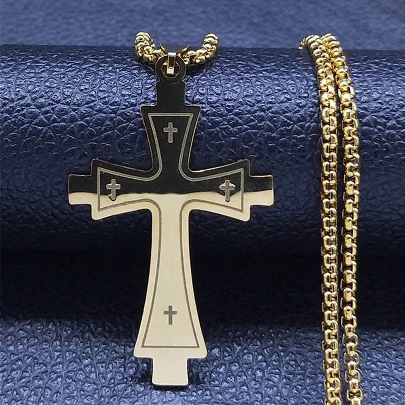 Colar da Fé de aço Inoxidável com Crucifixo.