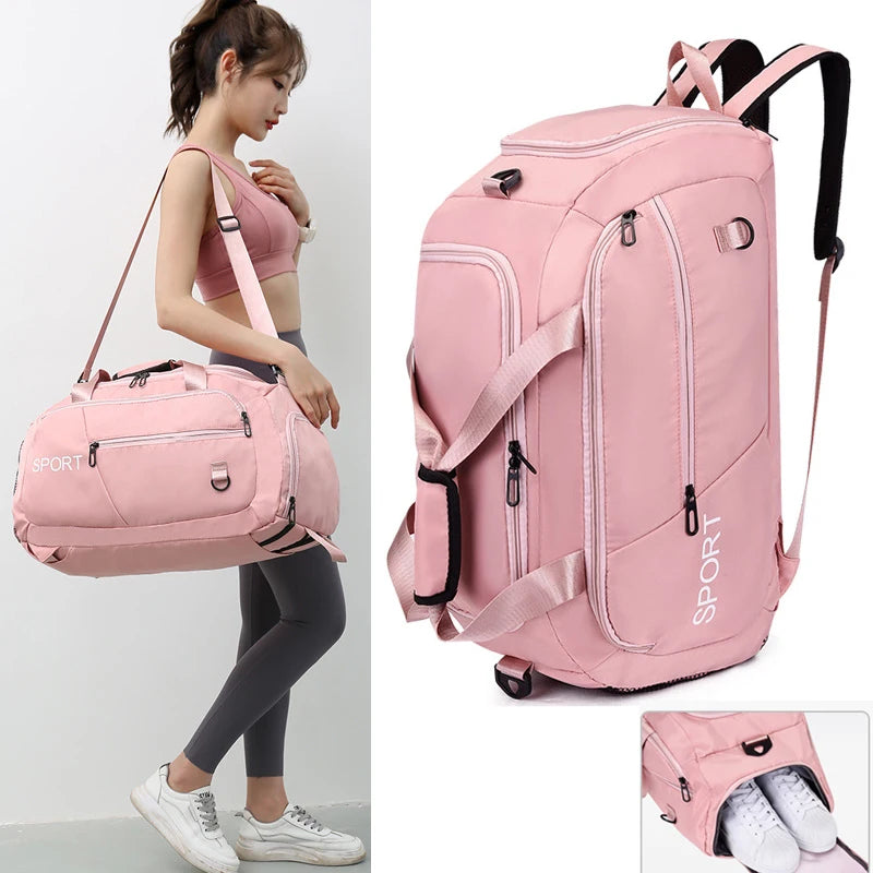 Bolsa de ginástica fitness mochila de viagem bolsas de ombro femininas bolsa de ioga ao ar livre bolsa de bagagem de treinamento bolsa transversal seca molhada mochila de fim de semana