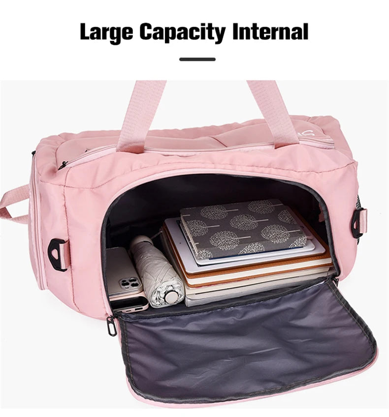 Bolsa de ginástica fitness mochila de viagem bolsas de ombro femininas bolsa de ioga ao ar livre bolsa de bagagem de treinamento bolsa transversal seca molhada mochila de fim de semana