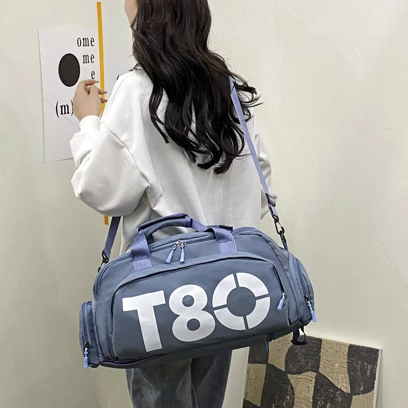 Gym Sports Backpack for Women T80 Hand Bag Fitness Travel Tote Outdoor Female Yoga Shoe Shoulder Duffle Luggage Portable Bag Man