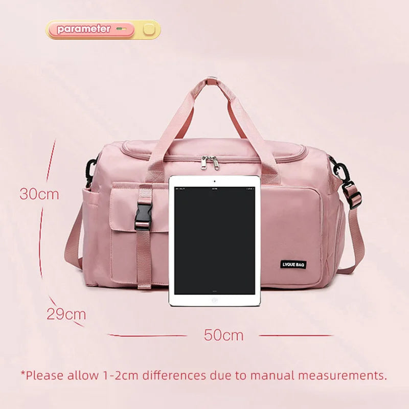 Bolsa de ginástica esportiva, bolsa de viagem seca e molhada para mulheres