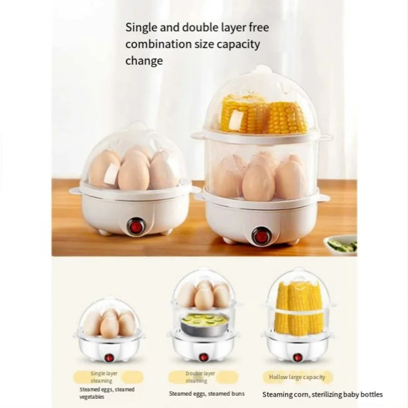 Electric Egg Cooker Boiler Maker Soft Medium or Hard Boil 14 Egg Capacity Two Layer Egg Maker,Egg SteamerWith Automatic Shut Off