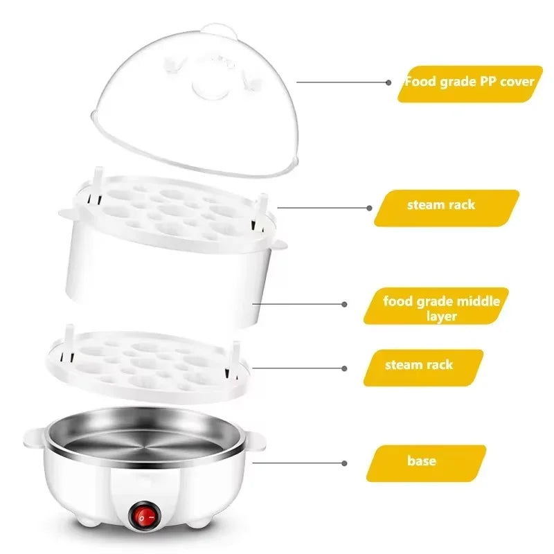 Electric Egg Cooker Boiler Maker Soft Medium or Hard Boil 14 Egg Capacity Two Layer Egg Maker,Egg SteamerWith Automatic Shut Off