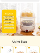 Electric Egg Cooker Boiler Maker Soft Medium or Hard Boil 14 Egg Capacity Two Layer Egg Maker,Egg SteamerWith Automatic Shut Off