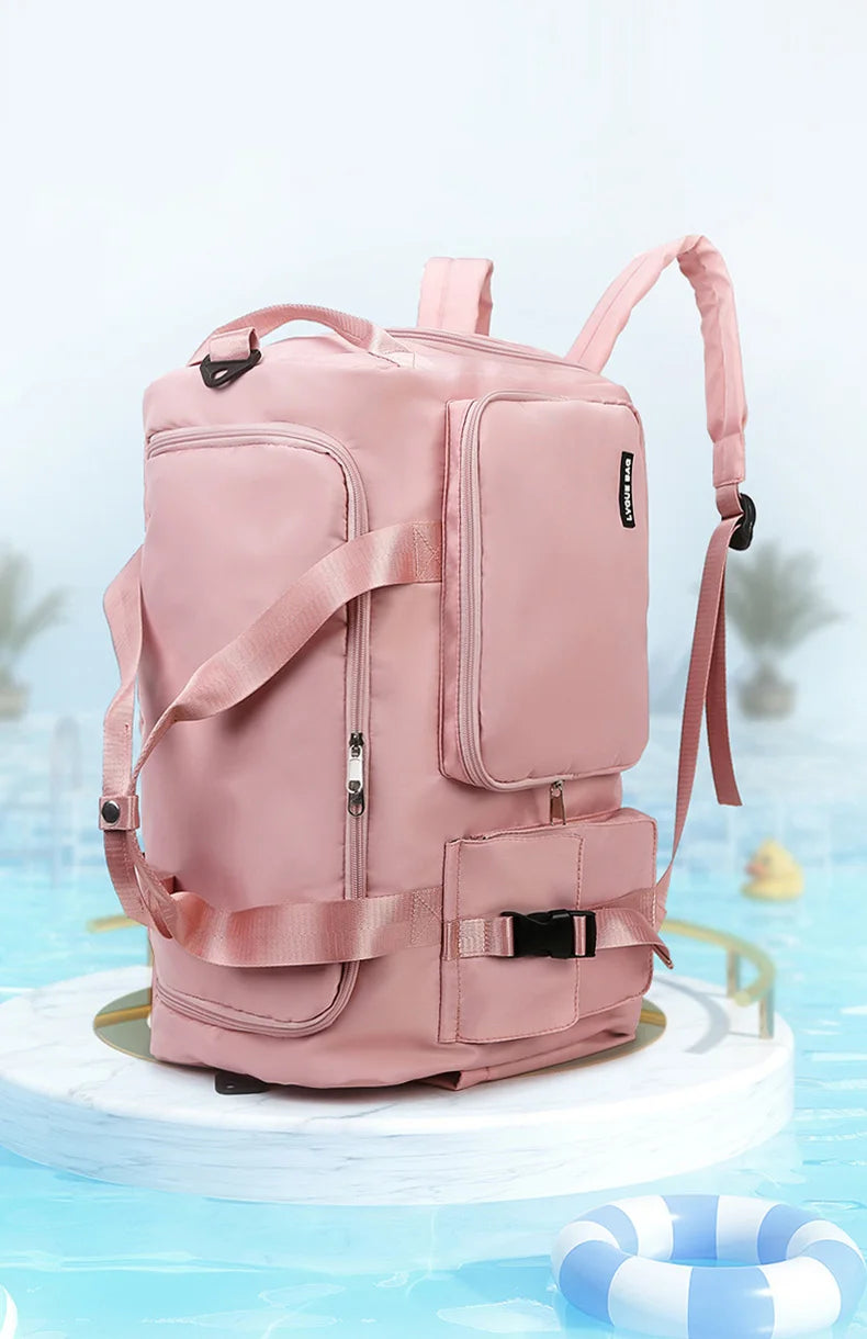Bolsa de ginástica esportiva, bolsa de viagem seca e molhada para mulheres