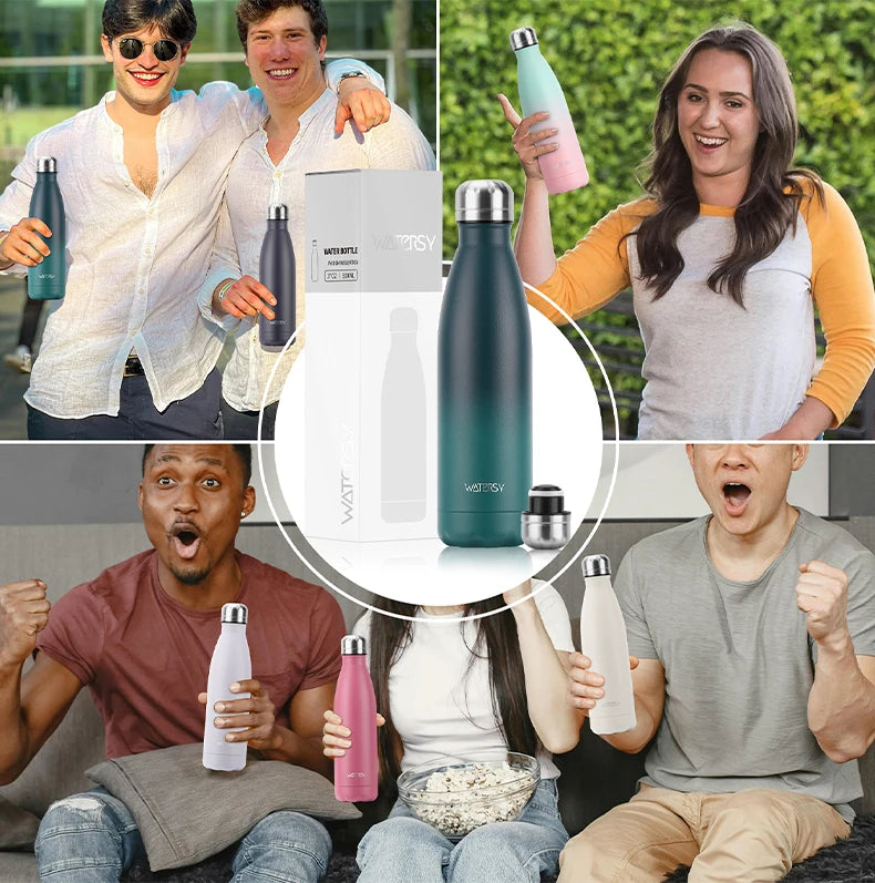 Garrafa de água aço inoxidável de 500 ml com Isolamemto a vácuo e parede dupla.Esportiva e um Ótimo presente a seus Amigos