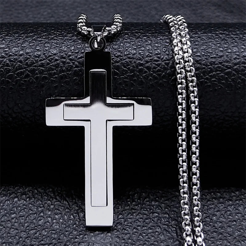 Colar da Fé de aço Inoxidável com Crucifixo.
