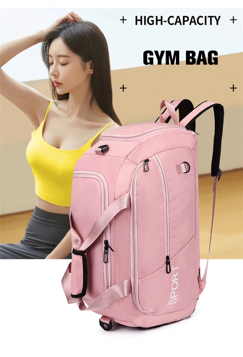 Bolsa de ginástica fitness mochila de viagem bolsas de ombro femininas bolsa de ioga ao ar livre bolsa de bagagem de treinamento bolsa transversal seca molhada mochila de fim de semana