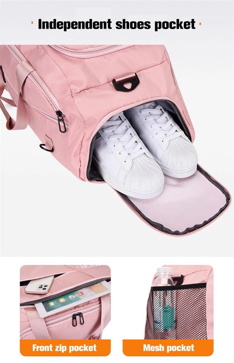Bolsa de ginástica fitness mochila de viagem bolsas de ombro femininas bolsa de ioga ao ar livre bolsa de bagagem de treinamento bolsa transversal seca molhada mochila de fim de semana