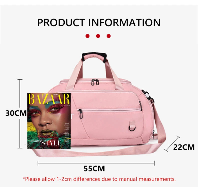 Bolsa de ginástica fitness mochila de viagem bolsas de ombro femininas bolsa de ioga ao ar livre bolsa de bagagem de treinamento bolsa transversal seca molhada mochila de fim de semana