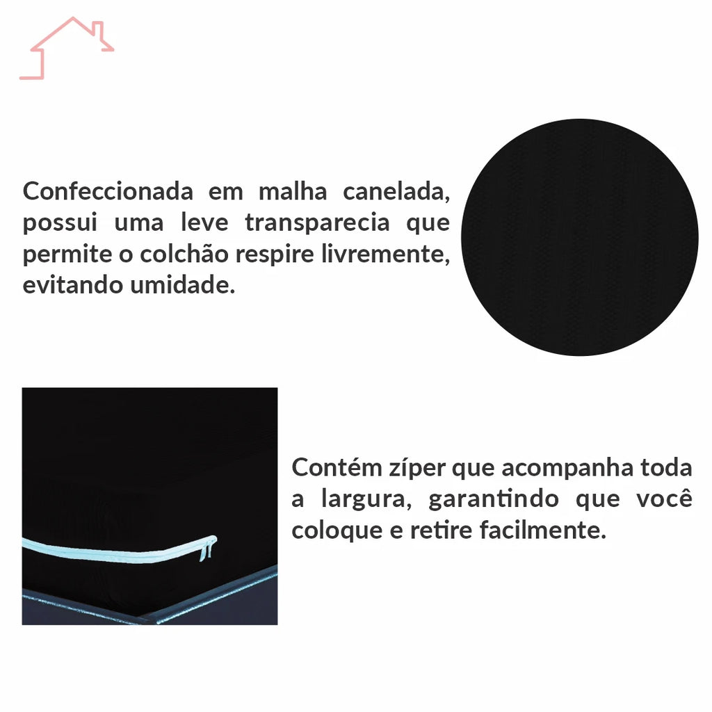 CAPA PARA COLCHÃO CASAL COM ZIPER MALHA GEL