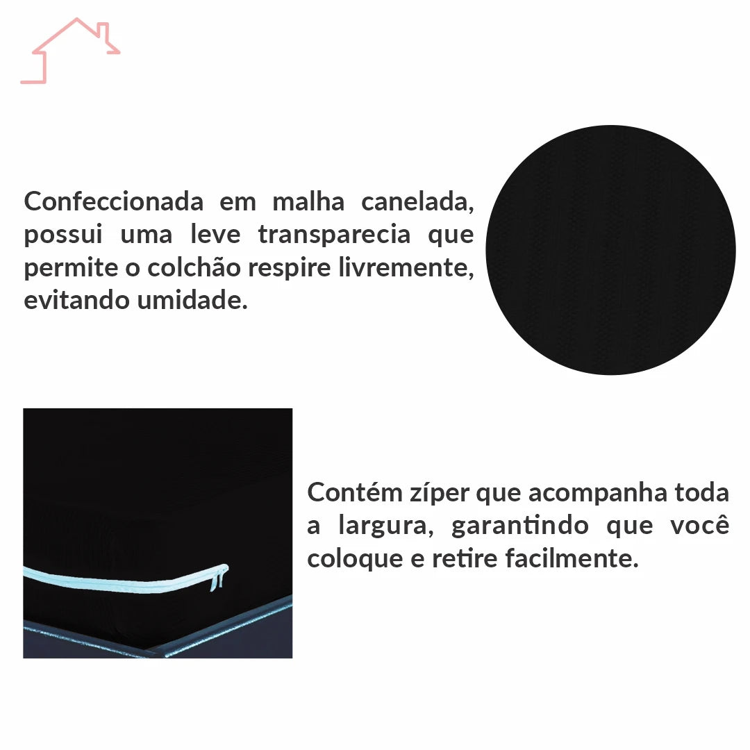 CAPA PARA COLCHÃO CASAL COM ZIPER MALHA GEL