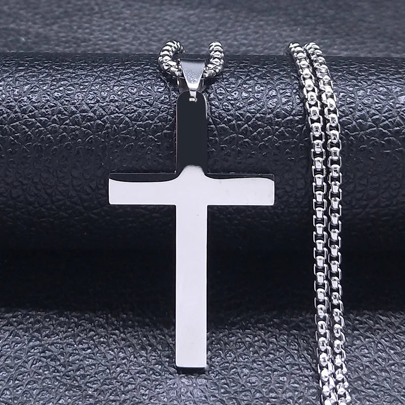 Colar da Fé de aço Inoxidável com Crucifixo.