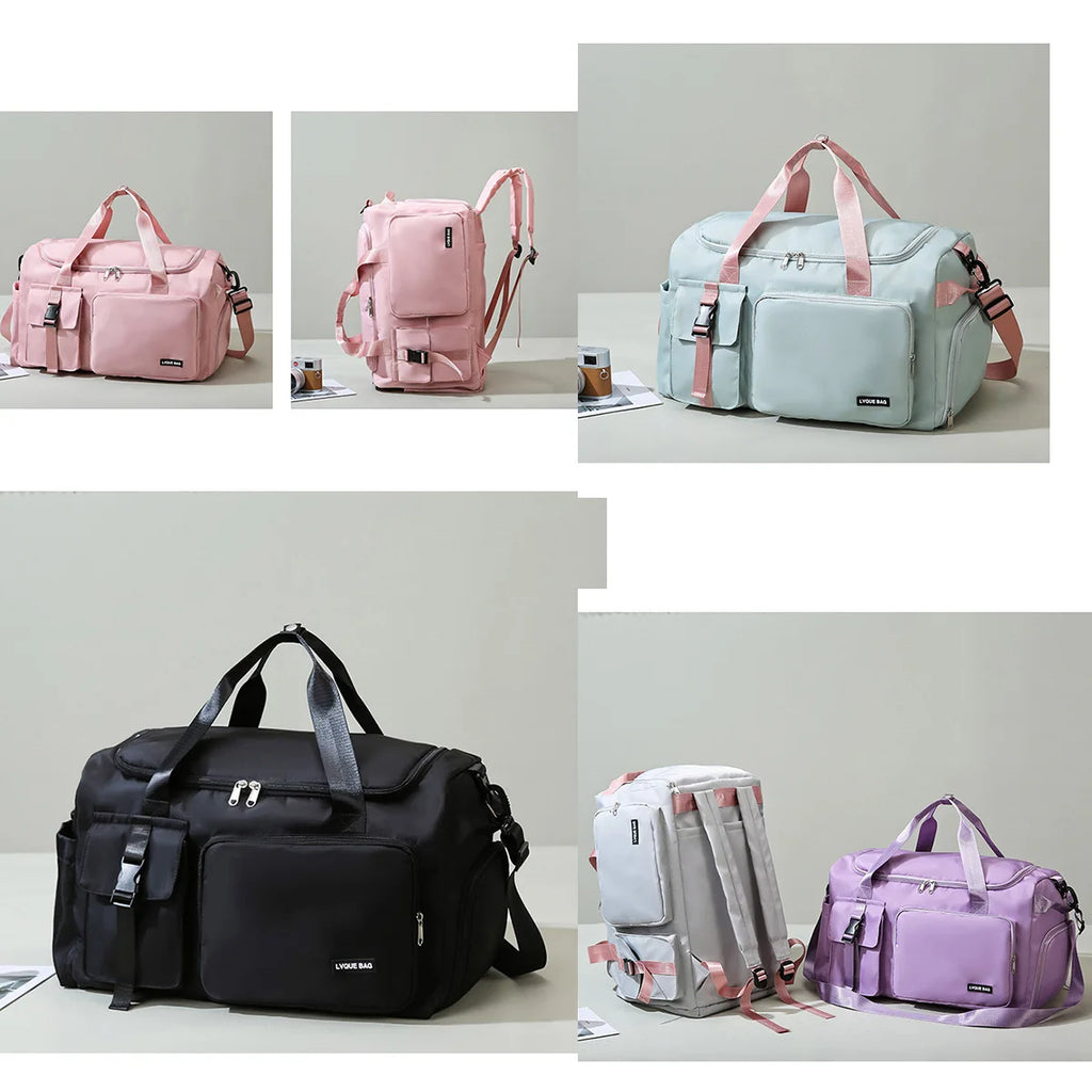 Bolsa de ginástica esportiva, bolsa de viagem seca e molhada para mulheres