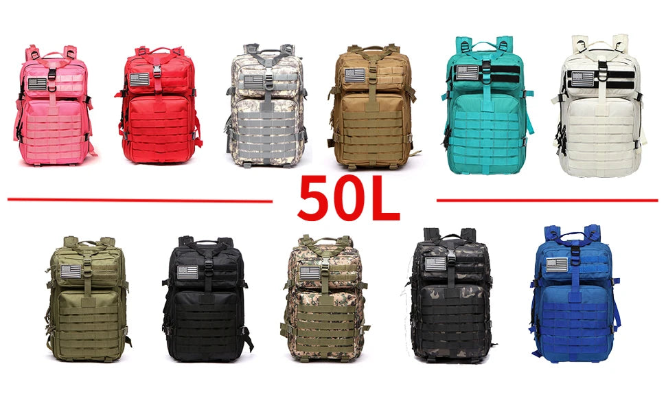 MUCHILAS TÁTICA IMPERMEÁVEL PARA TRILHAS, PESCA, CAÇA,ACAMPAMENTO E VIAGENS