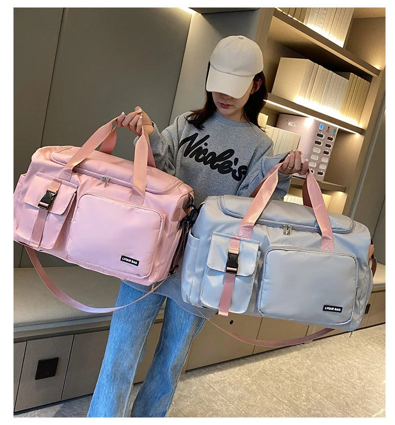 Bolsa de ginástica esportiva, bolsa de viagem seca e molhada para mulheres