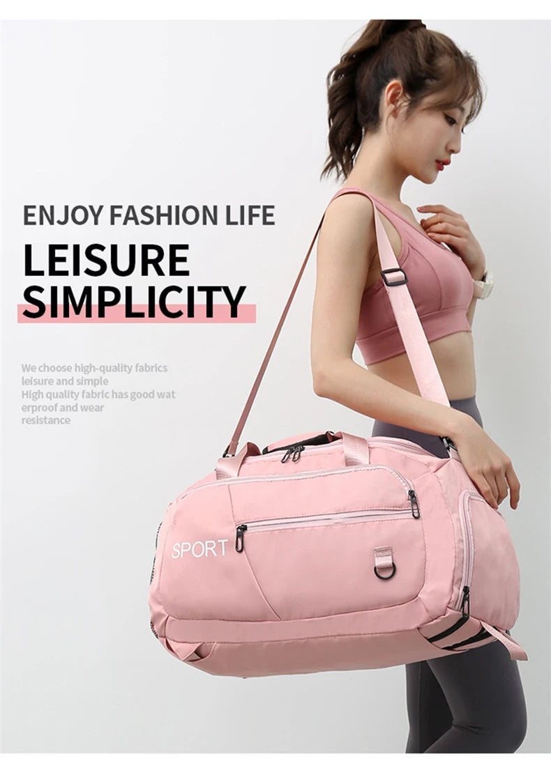 Bolsa de ginástica fitness mochila de viagem bolsas de ombro femininas bolsa de ioga ao ar livre bolsa de bagagem de treinamento bolsa transversal seca molhada mochila de fim de semana