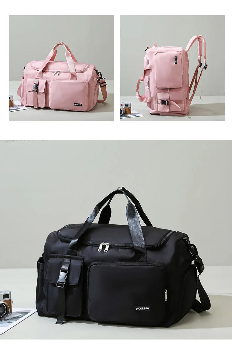 Bolsa de ginástica esportiva, bolsa de viagem seca e molhada para mulheres