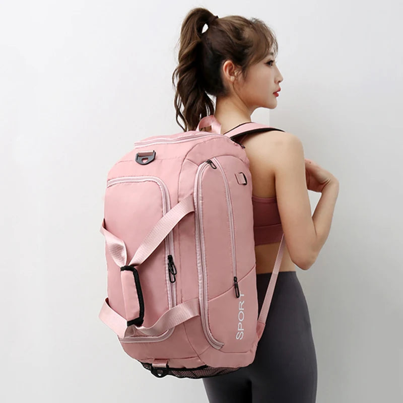 Bolsa de ginástica fitness mochila de viagem bolsas de ombro femininas bolsa de ioga ao ar livre bolsa de bagagem de treinamento bolsa transversal seca molhada mochila de fim de semana