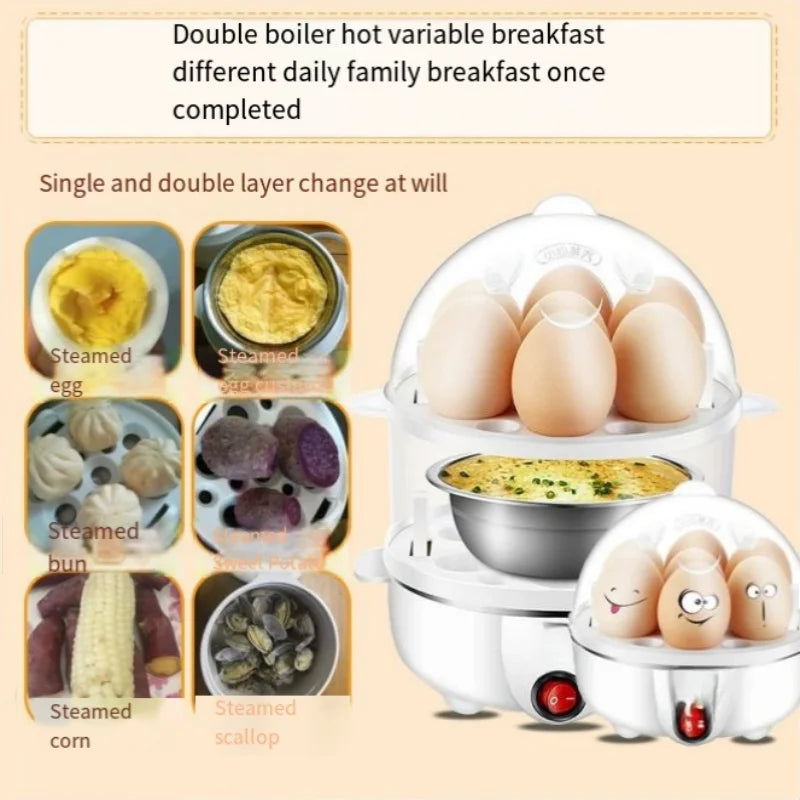 Electric Egg Cooker Boiler Maker Soft Medium or Hard Boil 14 Egg Capacity Two Layer Egg Maker,Egg SteamerWith Automatic Shut Off