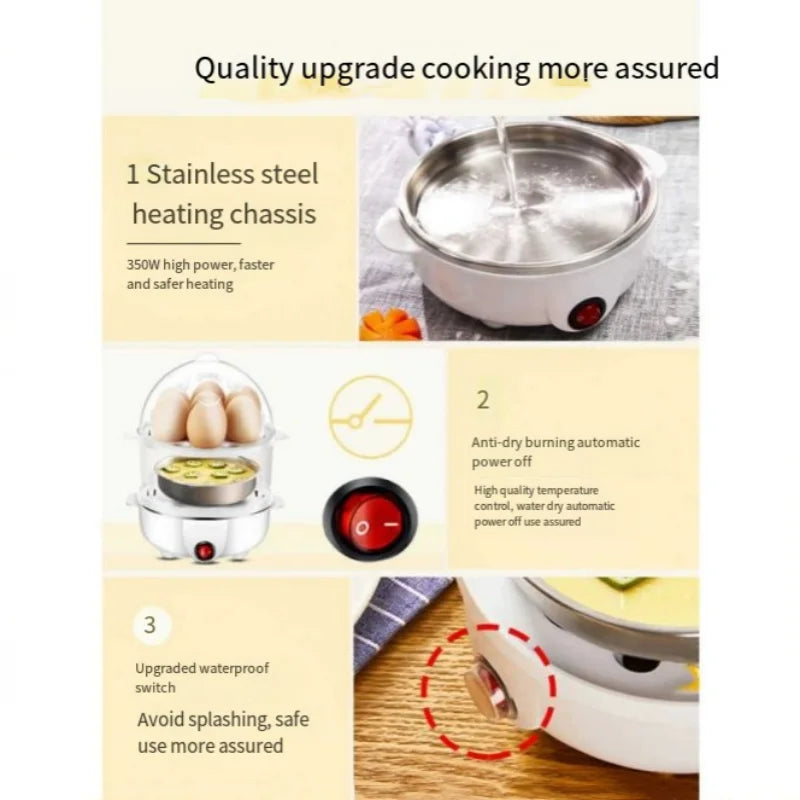 Electric Egg Cooker Boiler Maker Soft Medium or Hard Boil 14 Egg Capacity Two Layer Egg Maker,Egg SteamerWith Automatic Shut Off