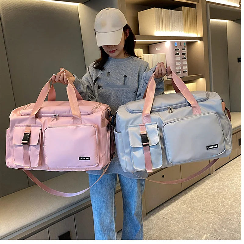 Bolsa de ginástica esportiva, bolsa de viagem seca e molhada para mulheres