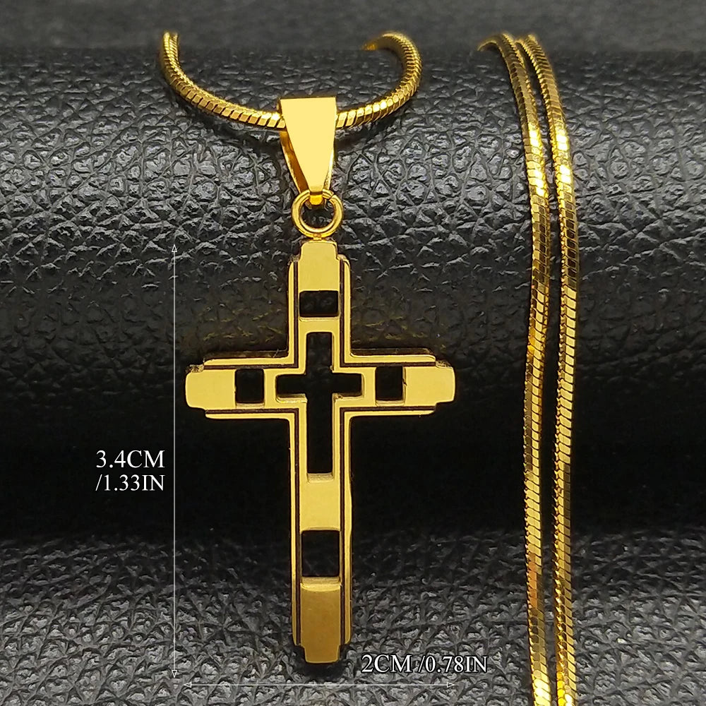Colar da Fé de aço Inoxidável com Crucifixo.