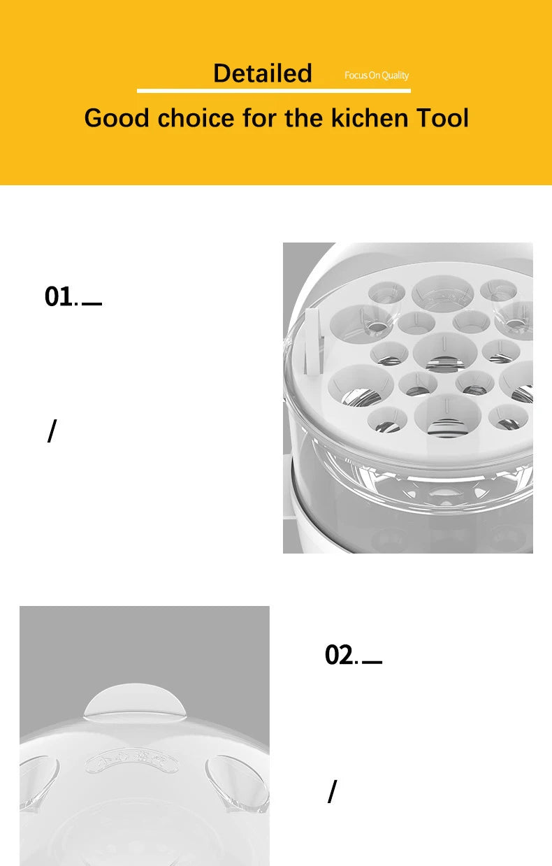 Electric Egg Cooker Boiler Maker Soft Medium or Hard Boil 14 Egg Capacity Two Layer Egg Maker,Egg SteamerWith Automatic Shut Off