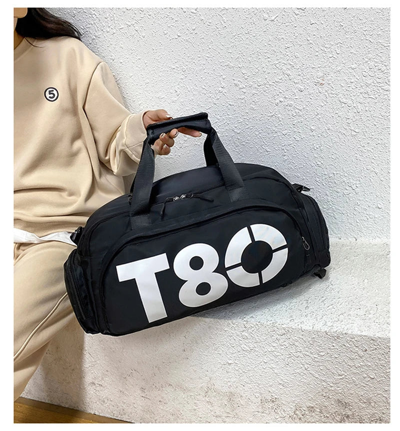 Gym Sports Backpack for Women T80 Hand Bag Fitness Travel Tote Outdoor Female Yoga Shoe Shoulder Duffle Luggage Portable Bag Man