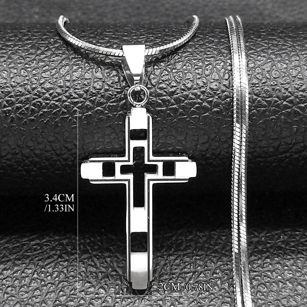 Colar da Fé de aço Inoxidável com Crucifixo.