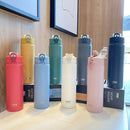 Tyeso 600/750ML Thermos Bottle With Straw Stainless Steel Car Thermal Cup Sports Water Bottles Keeps Cold and Heat Thermal Mug