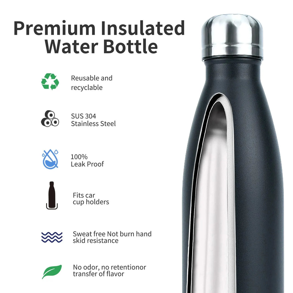 Garrafa de água aço inoxidável de 500 ml com Isolamemto a vácuo e parede dupla.Esportiva e um Ótimo presente a seus Amigos