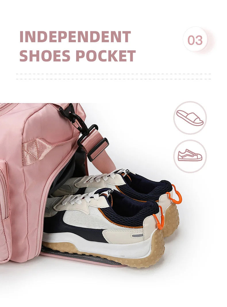 Bolsa de ginástica esportiva, bolsa de viagem seca e molhada para mulheres
